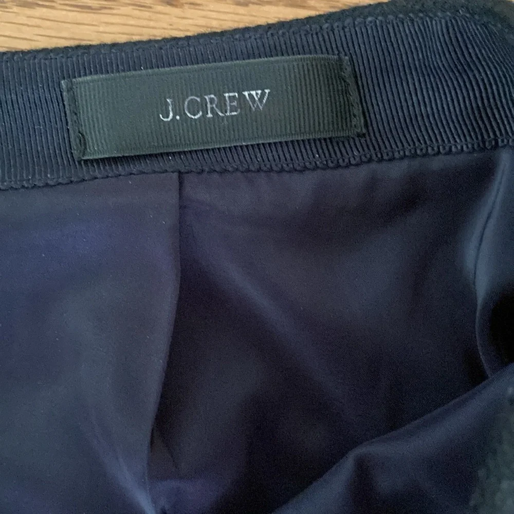 J Crew navy striped tweed mini skirt